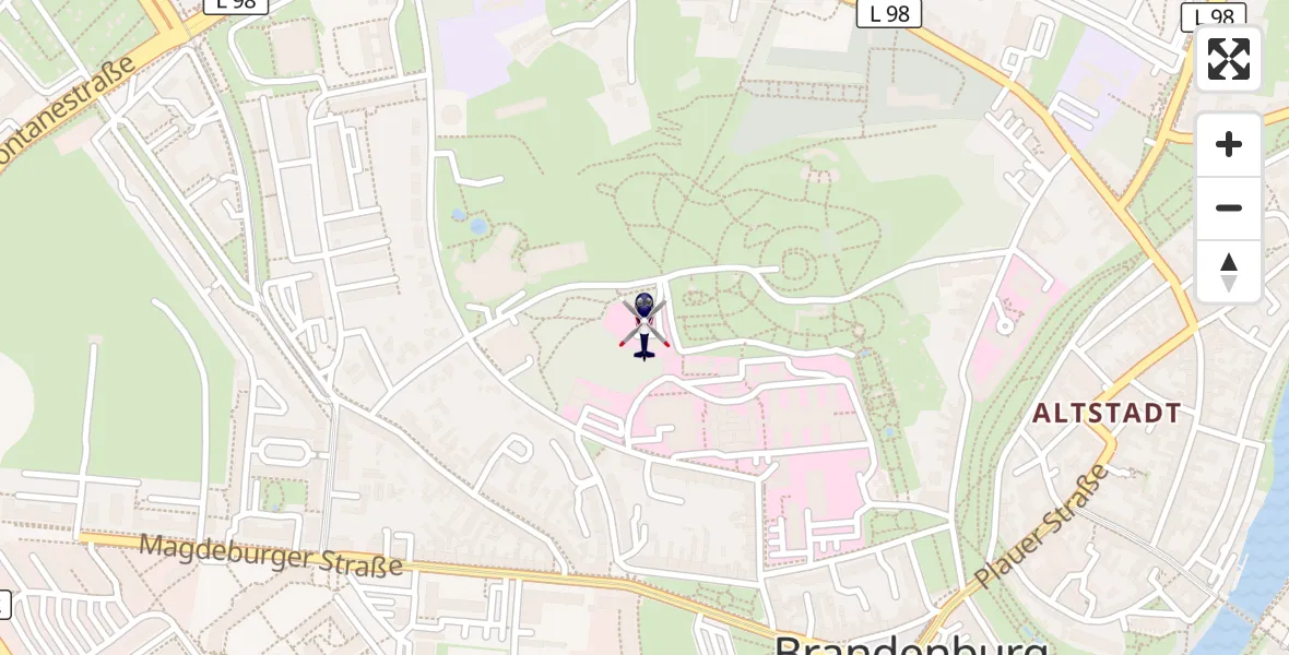 Flugroute Polizeihubschrauber Brandenburg an der Havel - Brandenburg an der Havel, 21 April 2026, 19:46