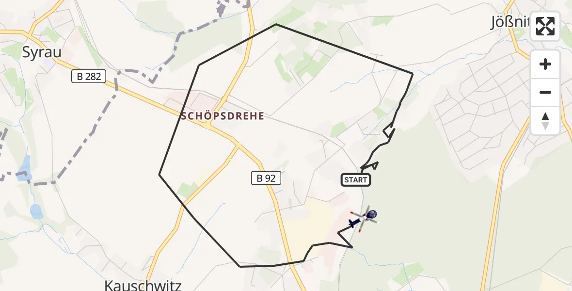 Flugroute Polizeihubschrauber Plauen - Plauen, 21 April 2026, 19:49