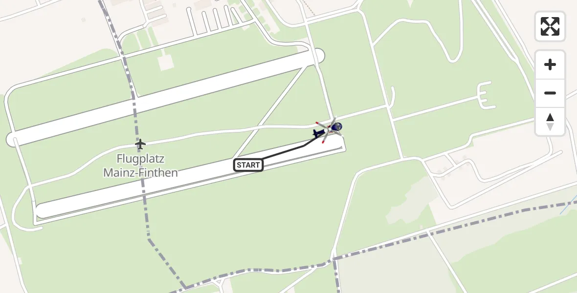 Flugroute Polizeihubschrauber Mainz-Finthen Flugplatz - Mainz-Finthen Flugplatz, 21 April 2026, 20:15