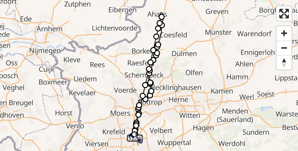 Flugroute Polizeihubschrauber Düsseldorf Flughafen - Düsseldorf Flughafen, 21 April 2026, 23:54