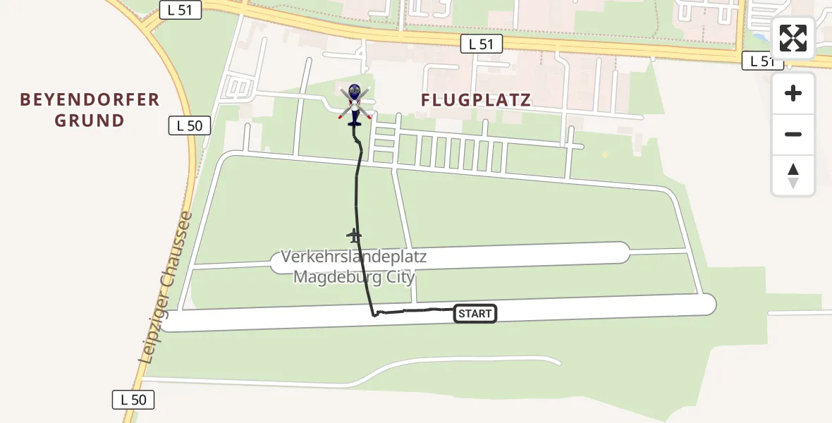 Flugroute Polizeihubschrauber Magdeburg City Flugplatz - Magdeburg City Flugplatz, 22 April 2026, 02:21