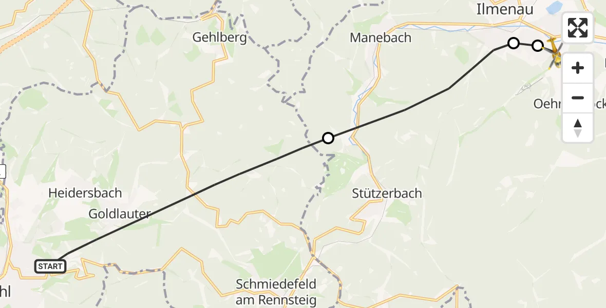 Flugroute Rettungshubschrauber Suhl - Ilmenau, 22 April 2026, 05:53