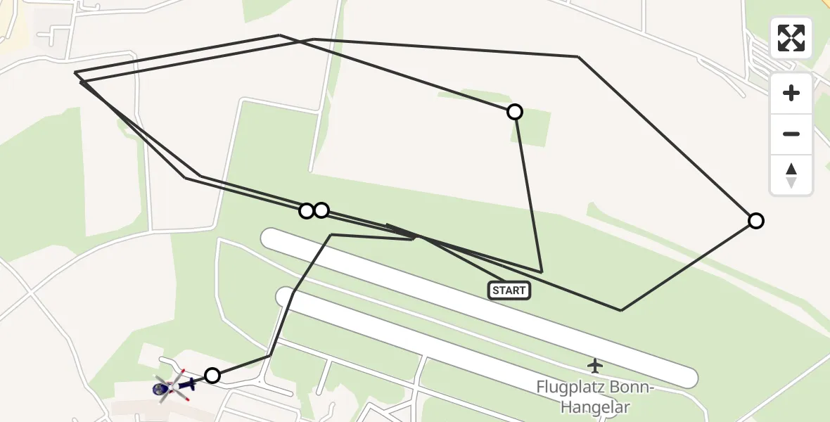 Flugroute Polizeihubschrauber Bonn-Hangelar Flugplatz - Sankt Augustin, 22 April 2026, 06:15