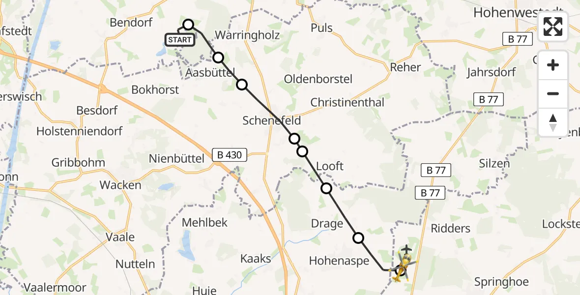 Flugroute Rettungshubschrauber Bendorf - Hohenlockstedt, 22 April 2026, 06:35