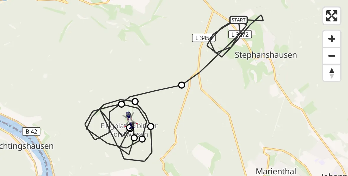 Flugroute Polizeihubschrauber Geisenheim - Eibinger Forstwiese Flugplatz, 22 April 2026, 08:23