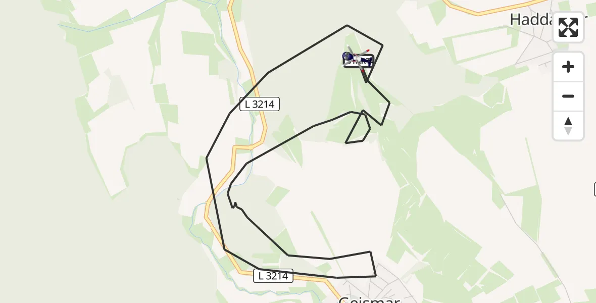 Flugroute Polizeihubschrauber Fritzlar - Fritzlar, 22 April 2026, 08:28