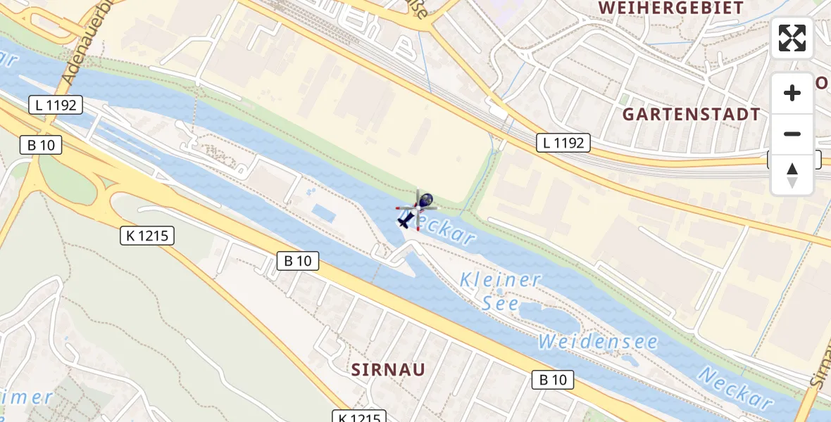 Flugroute Polizeihubschrauber Esslingen am Neckar - Esslingen am Neckar, 22 April 2026, 08:34