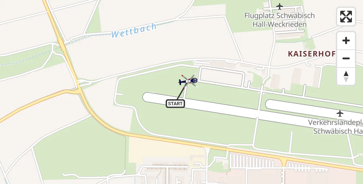 Flugroute Polizeihubschrauber Adolf Würth Flughafen - Schwäbisch Hall, 22 April 2026, 08:41