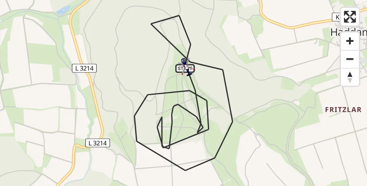 Flugroute Polizeihubschrauber Fritzlar - Fritzlar, 22 April 2026, 08:43