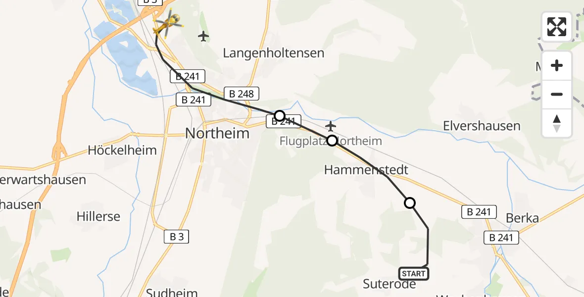 Flugroute Rettungshubschrauber Katlenburg-Lindau - Northeim, 22 April 2026, 08:43