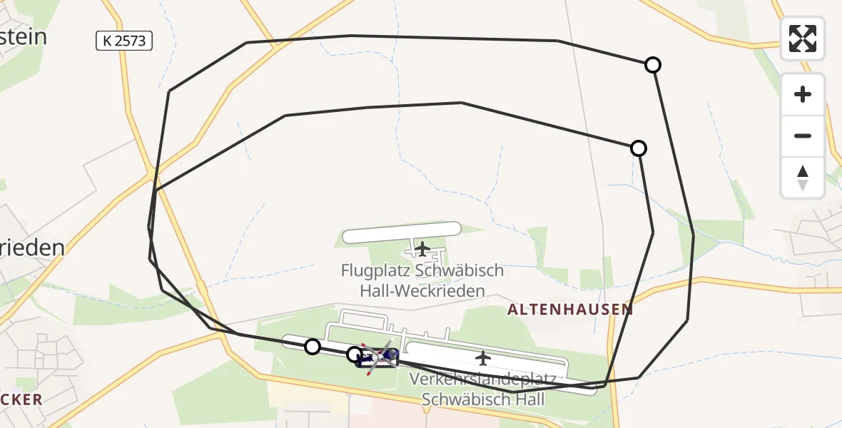 Flugroute Polizeihubschrauber Adolf Würth Flughafen - Adolf Würth Flughafen, 22 April 2026, 08:58