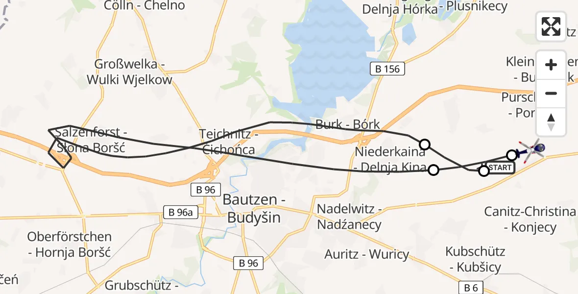Flugroute Polizeihubschrauber Bautzen Flugplatz - Bautzen Flugplatz, 22 April 2026, 09:03