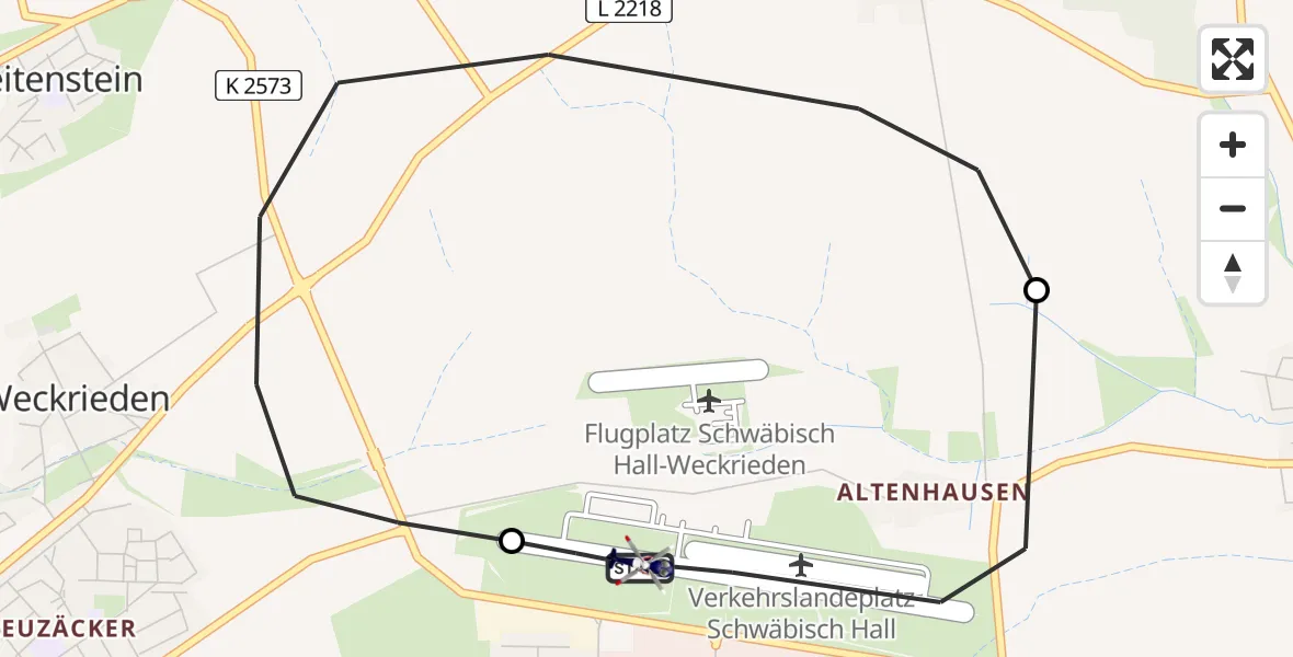 Flugroute Polizeihubschrauber Adolf Würth Flughafen - Adolf Würth Flughafen, 22 April 2026, 09:08