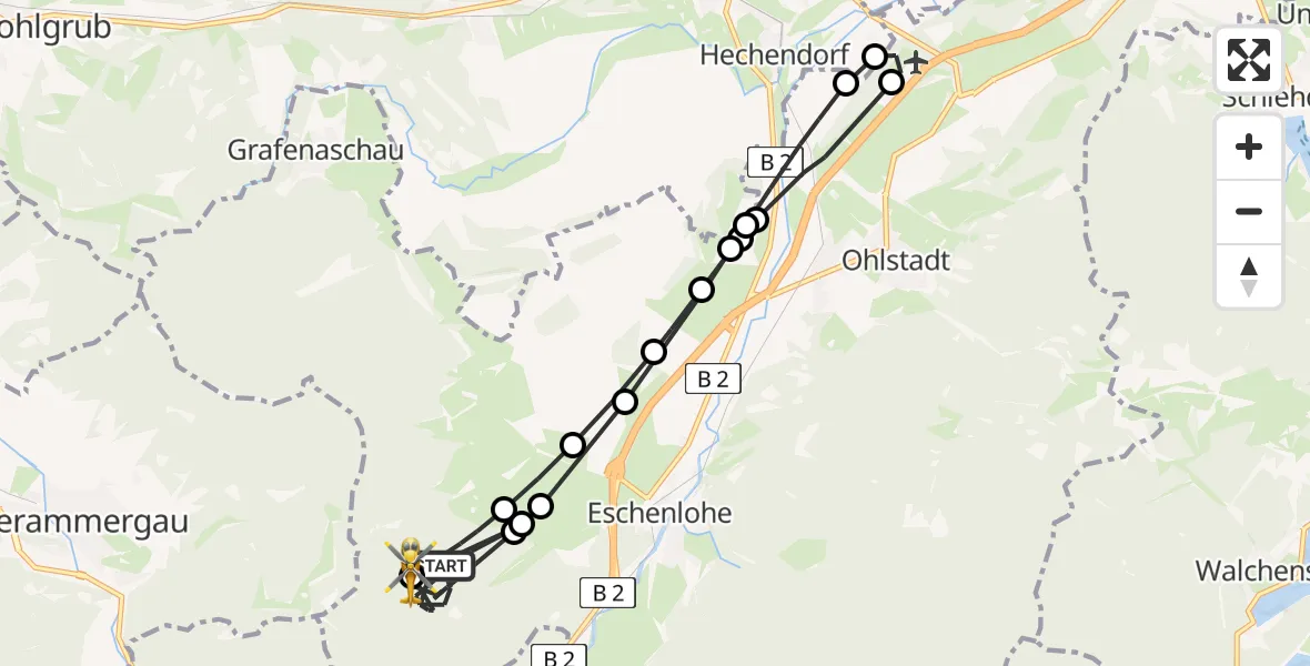Flugroute Rettungshubschrauber Eschenlohe - Eschenlohe, 22 April 2026, 09:12