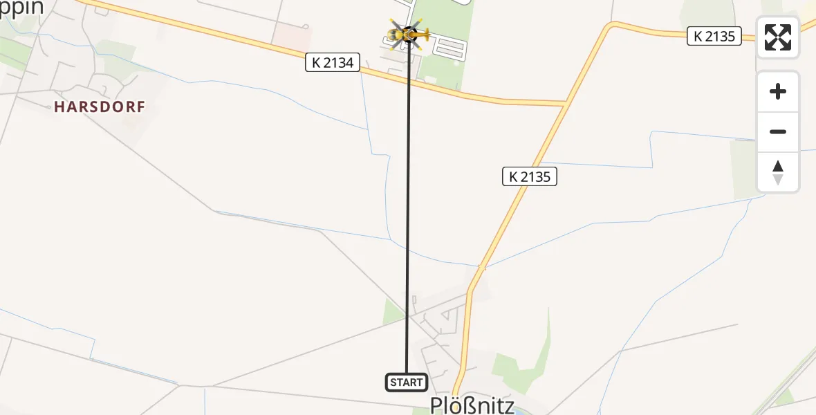 Flugroute Rettungshubschrauber Landsberg - Halle-Oppin Flugplatz, 22 April 2026, 09:20
