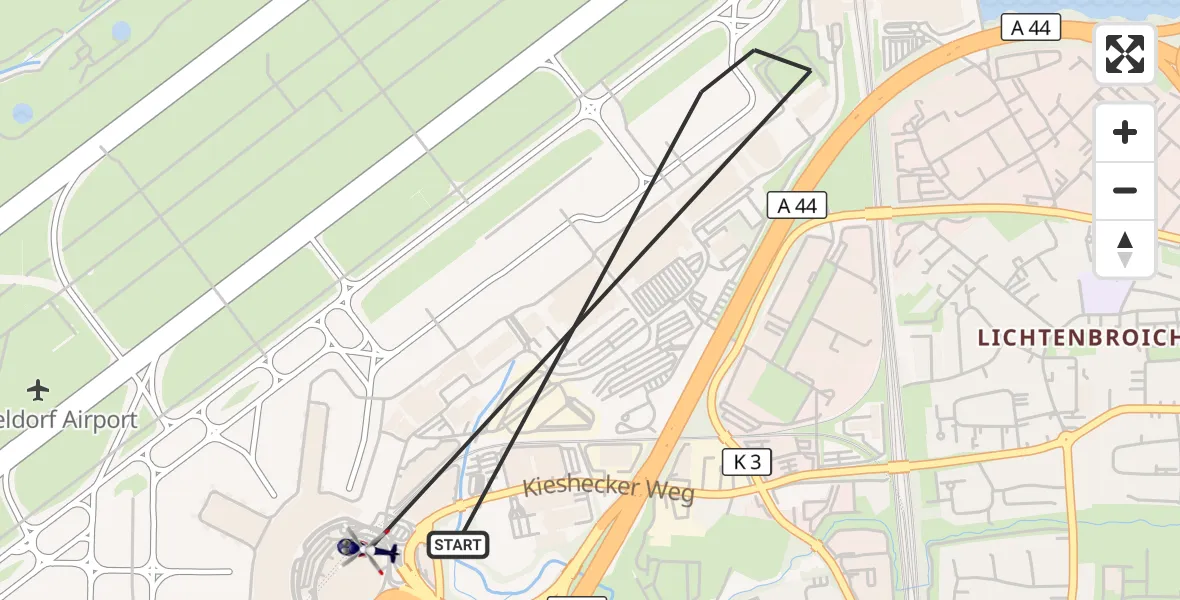 Flugroute Polizeihubschrauber Düsseldorf Flughafen - Düsseldorf Flughafen, 22 April 2026, 09:27
