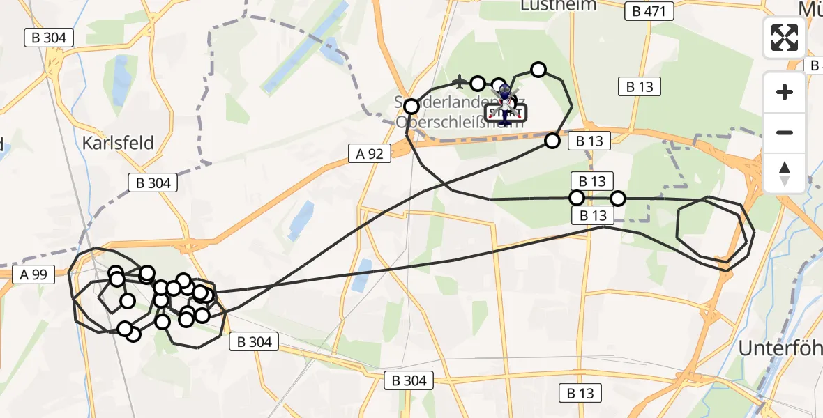 Flugroute Polizeihubschrauber Oberschleißheim - Oberschleißheim, 22 April 2026, 09:40