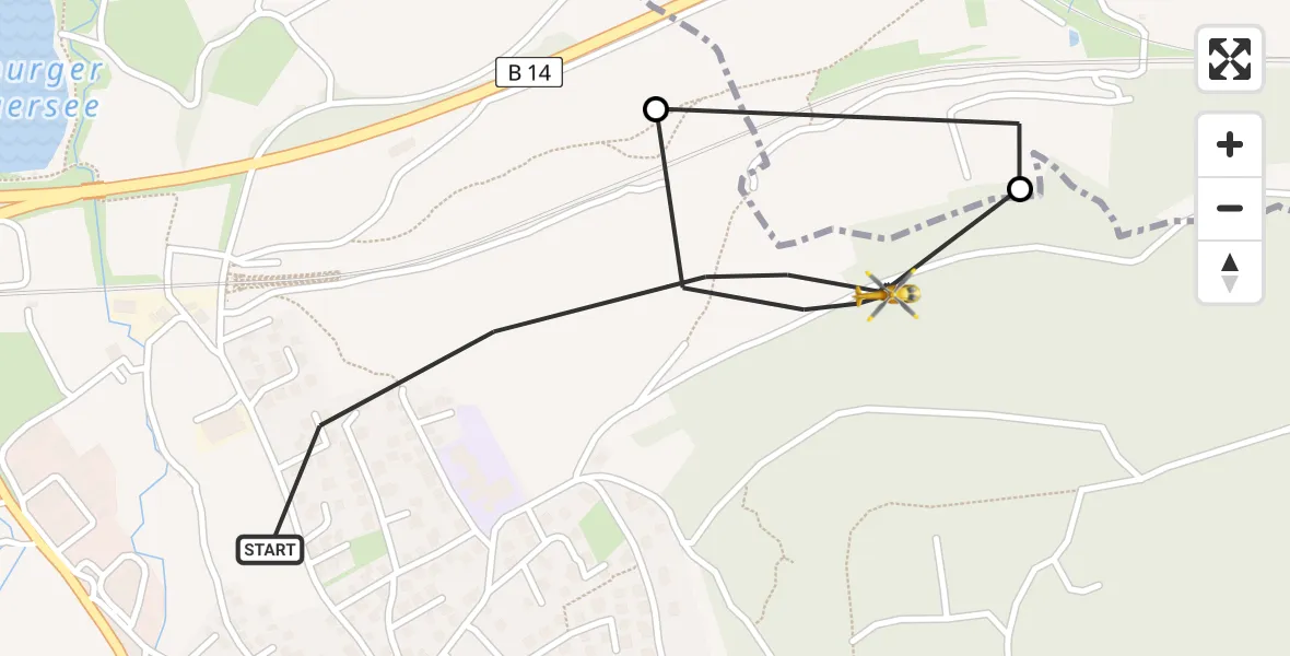 Flugroute Rettungshubschrauber Happurg - Happurg, 22 April 2026, 09:41
