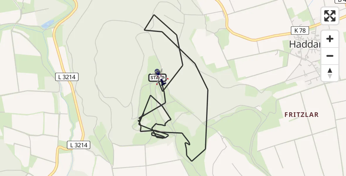 Flugroute Polizeihubschrauber Fritzlar - Fritzlar, 22 April 2026, 09:55