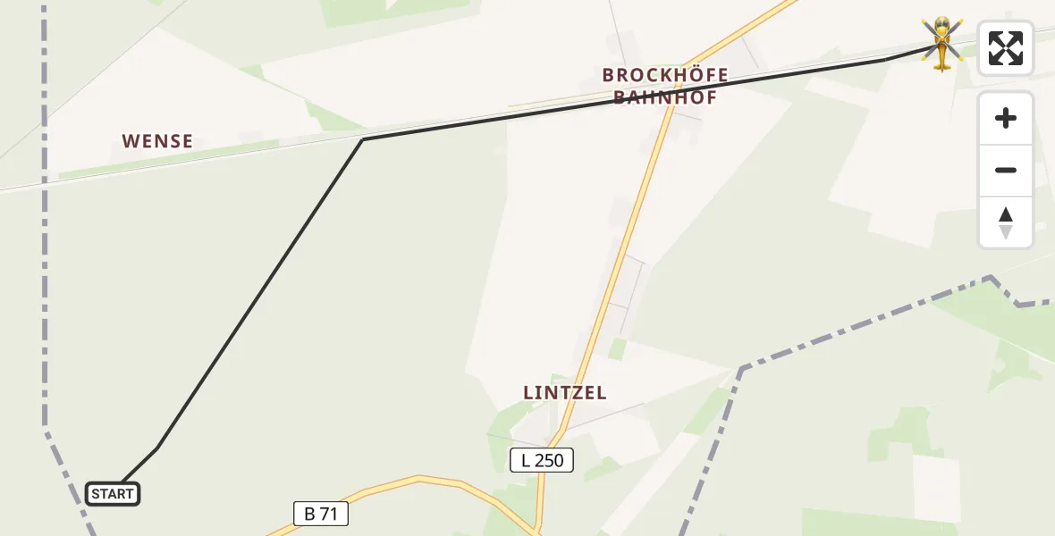 Flugroute Rettungshubschrauber Wriedel - Wriedel, 22 April 2026, 10:35