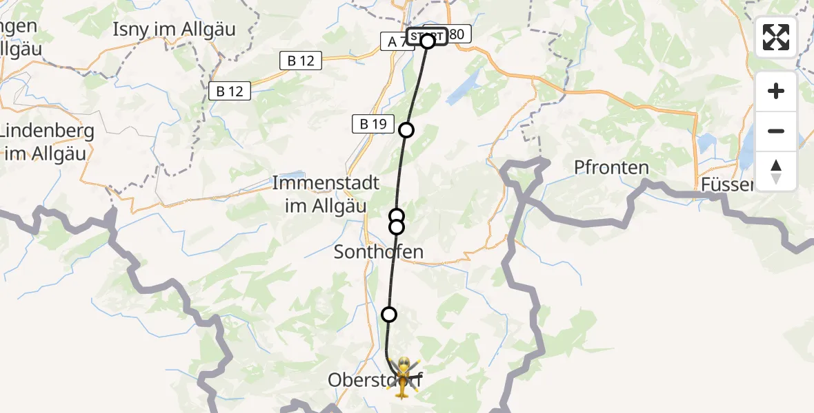 Flugroute Rettungshubschrauber Durach - Oberstdorf, 22 April 2026, 10:56