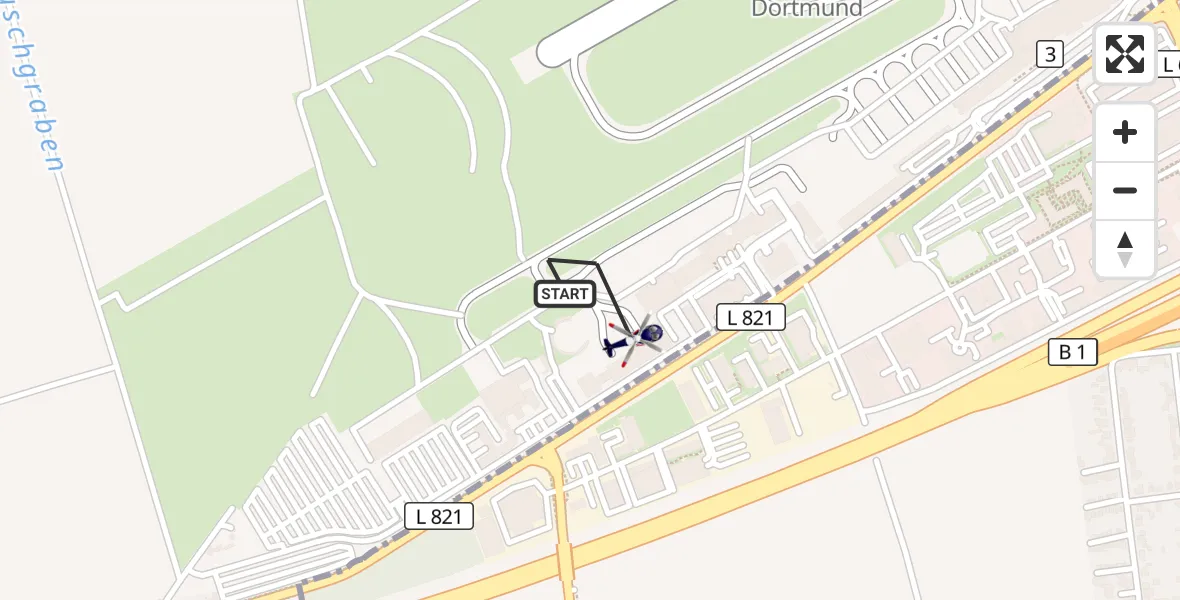 Flugroute Polizeihubschrauber Dortmund Flughafen - Dortmund Flughafen, 22 April 2026, 11:33