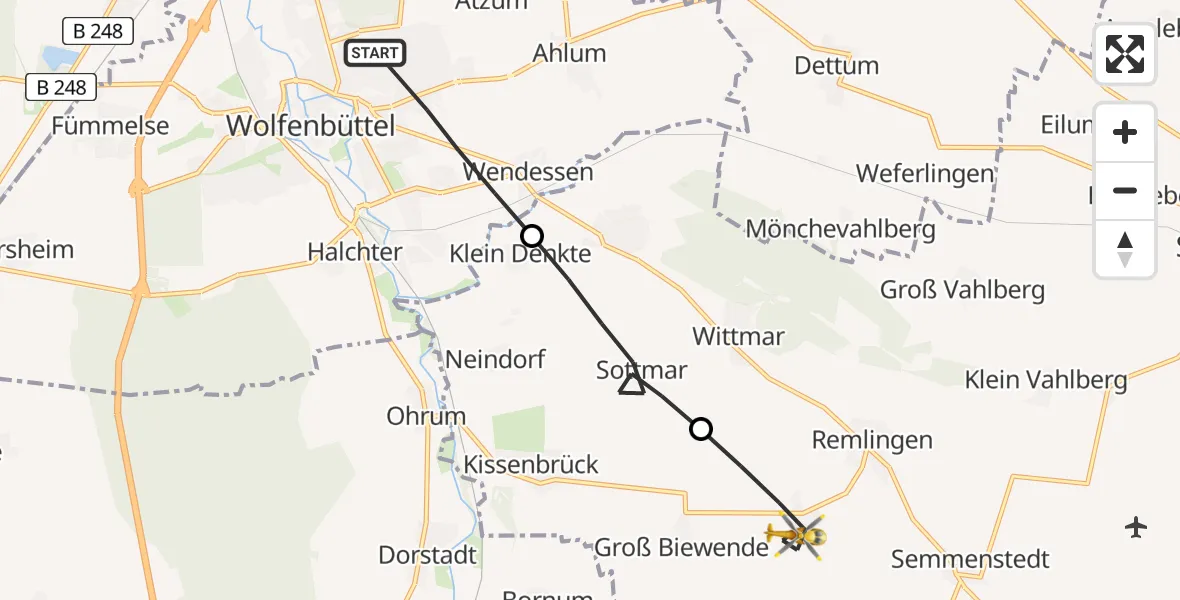 Flugroute Rettungshubschrauber Wolfenbüttel - Remlingen-Semmenstedt, 22 April 2026, 11:45