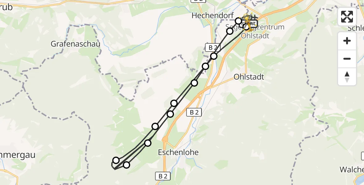 Flugroute Rettungshubschrauber Ohlstadt Flugplatz - Ohlstadt Flugplatz, 22 April 2026, 11:45