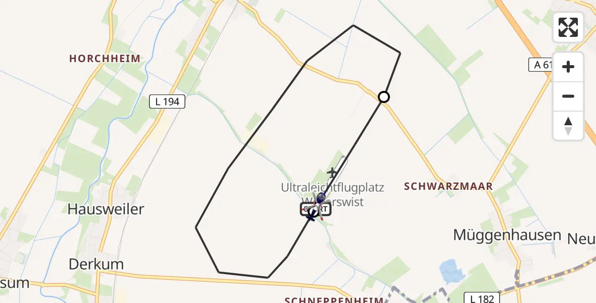 Flugroute Polizeihubschrauber Weilerswist UL - Weilerswist UL, 22 April 2026, 11:47