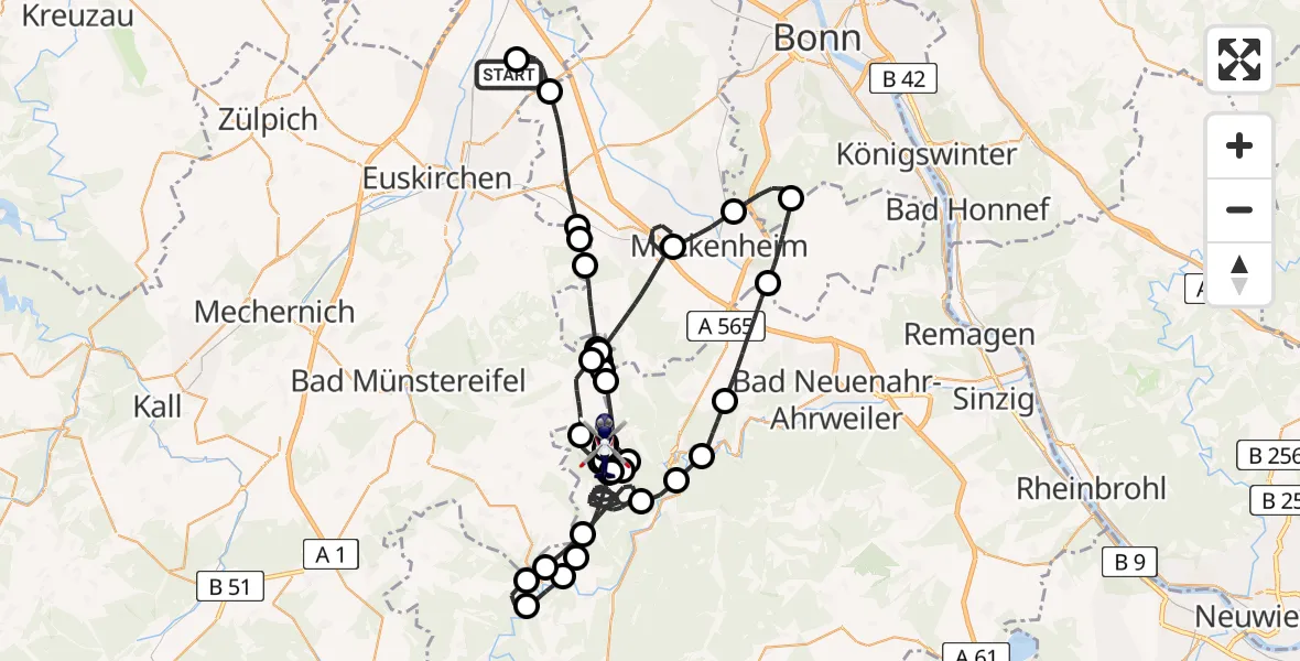 Flugroute Polizeihubschrauber Weilerswist UL - Berg, 22 April 2026, 11:51