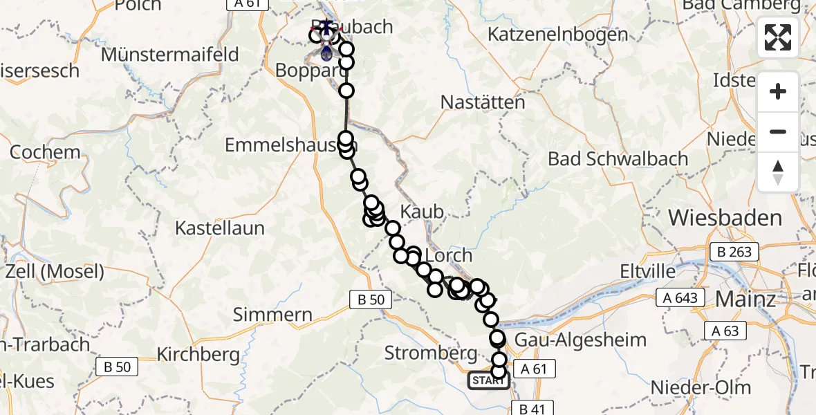 Flugroute Polizeihubschrauber Laubenheim - Brey, 22 April 2026, 12:05