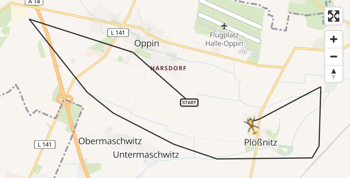 Flugroute Rettungshubschrauber Landsberg - Landsberg, 22 April 2026, 12:21