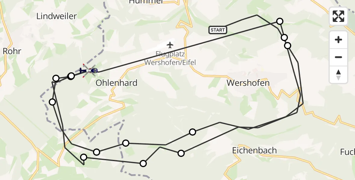 Flugroute Polizeihubschrauber Hümmel - Ohlenhard, 22 April 2026, 12:24