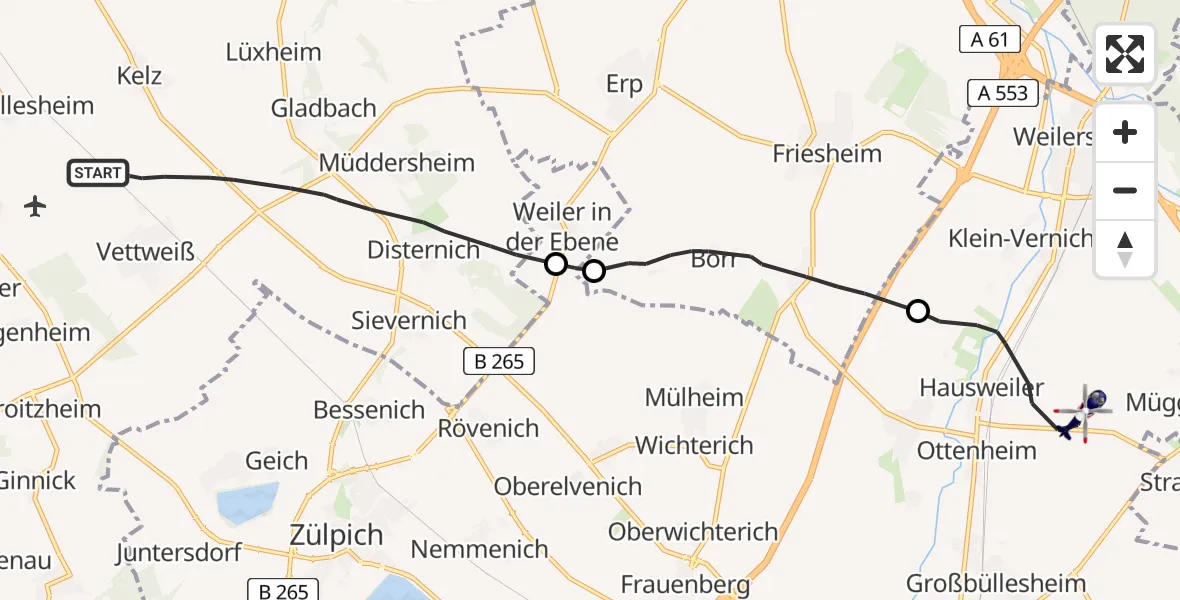 Flugroute Polizeihubschrauber Vettweiß - Weilerswist, 22 April 2026, 12:31