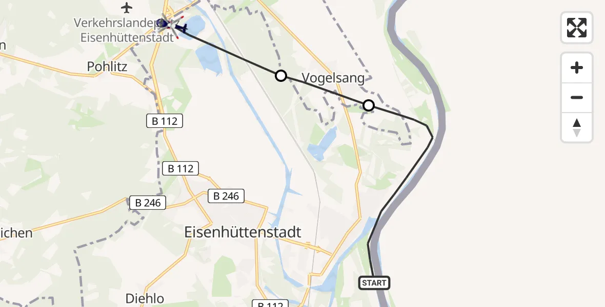 Flugroute Polizeihubschrauber Eisenhüttenstadt - Eisenhüttenstadt, 22 April 2026, 13:17