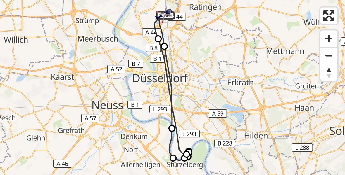 Flugroute Polizeihubschrauber Düsseldorf Flughafen - Düsseldorf Flughafen, 22 April 2026, 13:23