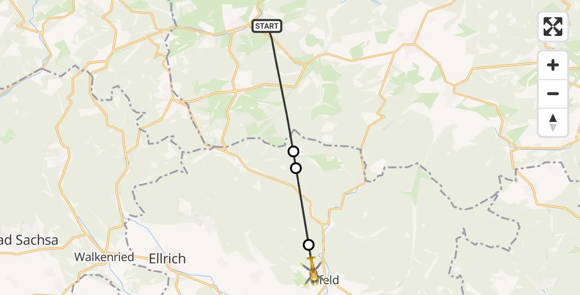 Flugroute Rettungshubschrauber Oberharz am Brocken - Harztor, 22 April 2026, 13:36