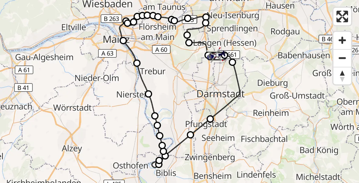 Flugroute Polizeihubschrauber Flughafen Frankfurt-Egelsbach - Flughafen Frankfurt-Egelsbach, 22 April 2026, 14:05