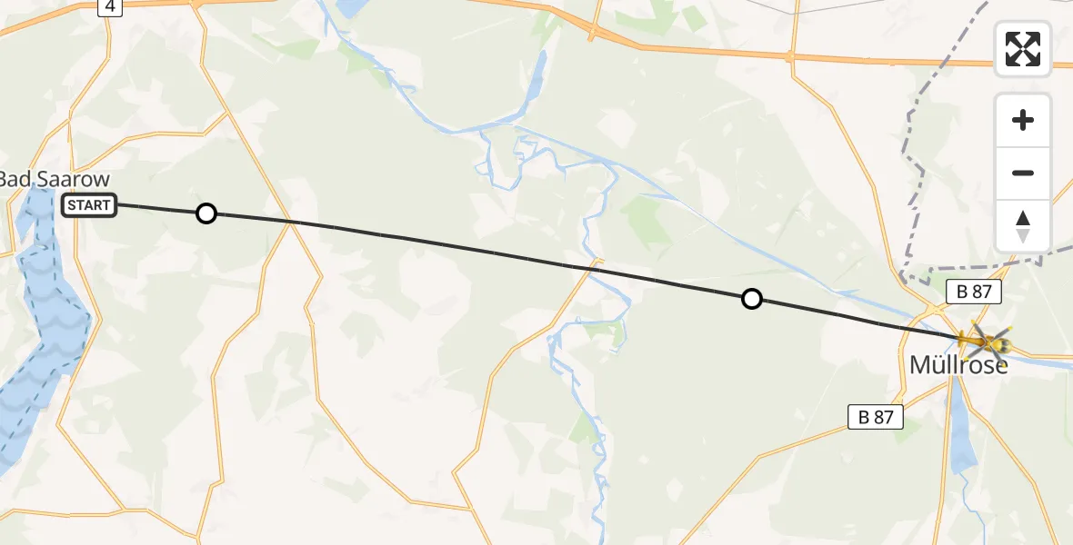 Flugroute Rettungshubschrauber Bad Saarow - Müllrose, 22 April 2026, 14:20