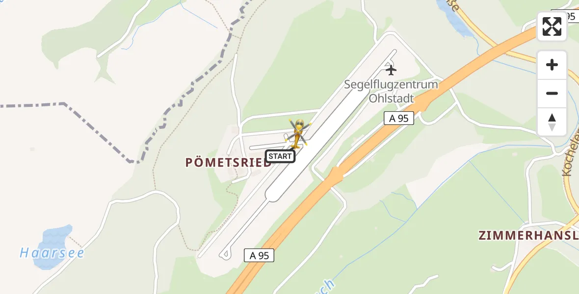 Flugroute Rettungshubschrauber Ohlstadt Flugplatz - Ohlstadt Flugplatz, 22 April 2026, 14:33