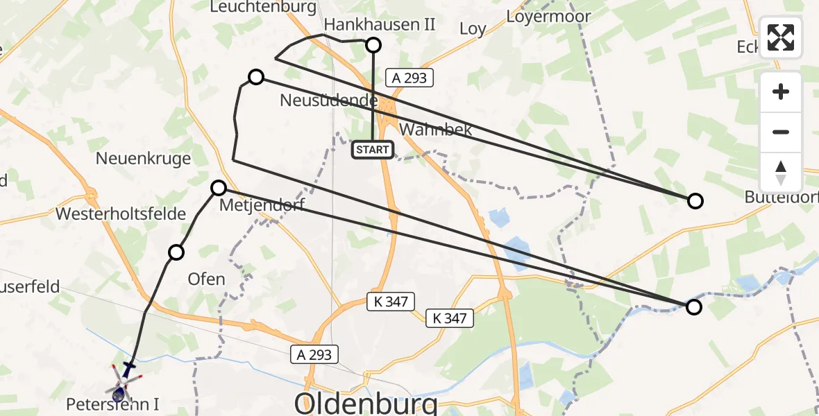 Flugroute Polizeihubschrauber Oldenburg (Oldb) - Bad Zwischenahn, 22 April 2026, 15:28