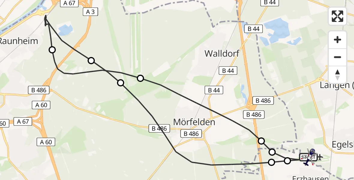Flugroute Polizeihubschrauber Flughafen Frankfurt-Egelsbach - Flughafen Frankfurt-Egelsbach, 22 April 2026, 16:11