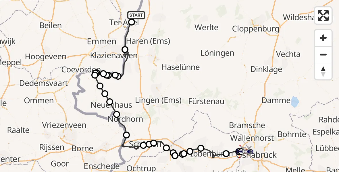 Flugroute Polizeihubschrauber Sustrum - Osnabrück, 22 April 2026, 16:38