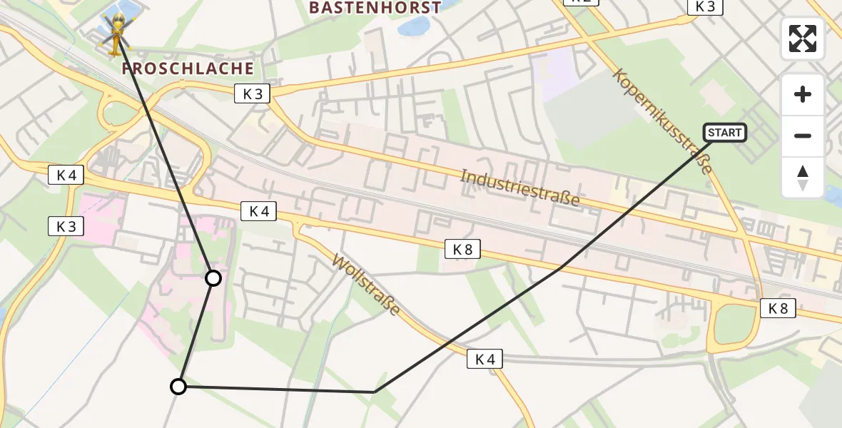 Flugroute Rettungshubschrauber Ludwigshafen am Rhein - Ludwigshafen am Rhein, 22 April 2026, 17:42