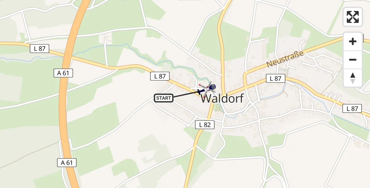Flugroute Polizeihubschrauber Waldorf - Waldorf, 22 April 2026, 21:19