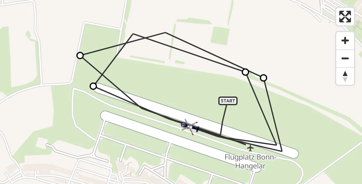 Flugroute Polizeihubschrauber Bonn-Hangelar Flugplatz - Bonn-Hangelar Flugplatz, 23 April 2026, 06:47