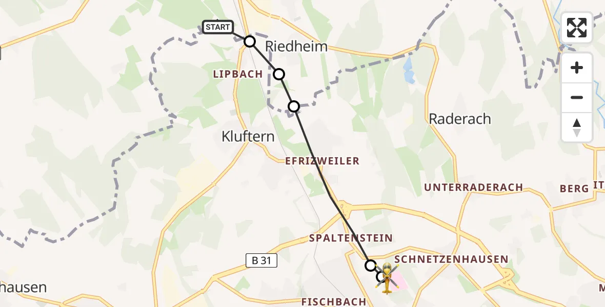 Flugroute Rettungshubschrauber Markdorf Segelflugplatz - Friedrichshafen Hospital, 23 April 2026, 06:50