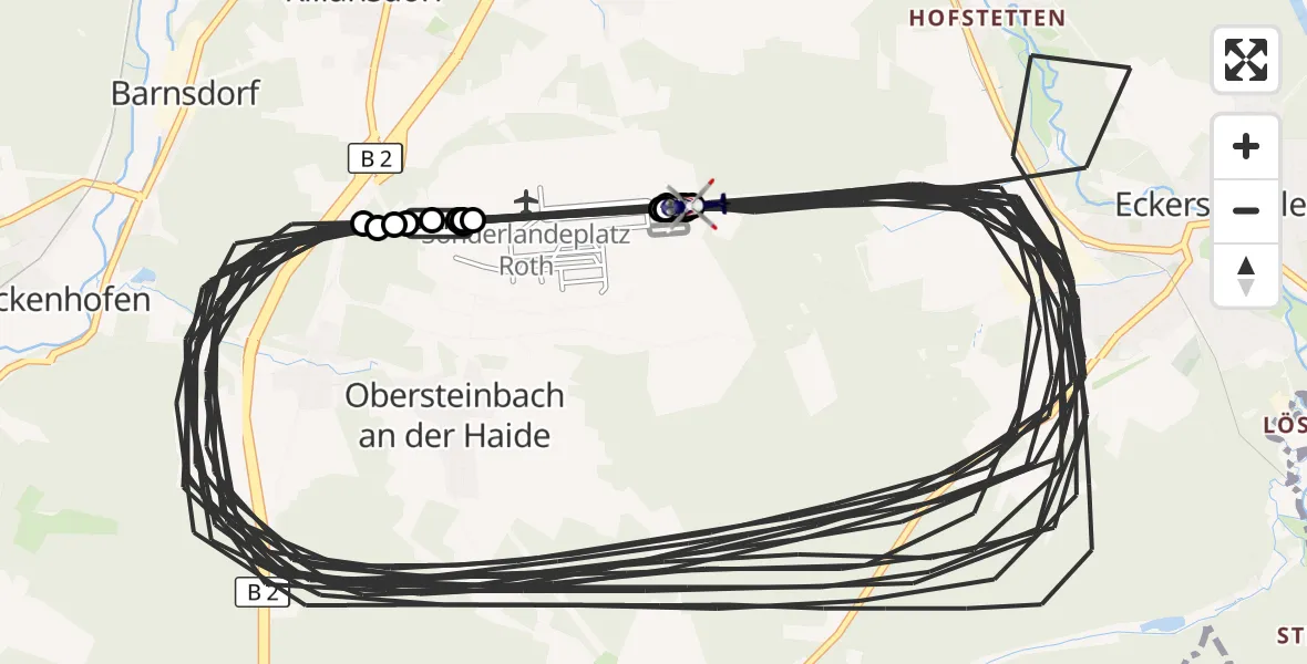 Flugroute Polizeihubschrauber Roth - Roth, 23 April 2026, 07:13
