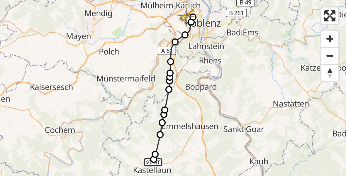 Flugroute Rettungshubschrauber Uhler - Koblenz, 23 April 2026, 07:52