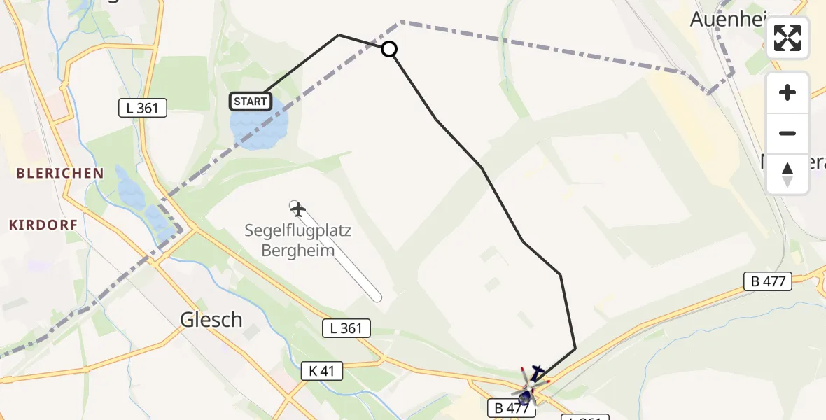 Flugroute Polizeihubschrauber Bedburg - Bergheim, 23 April 2026, 08:07